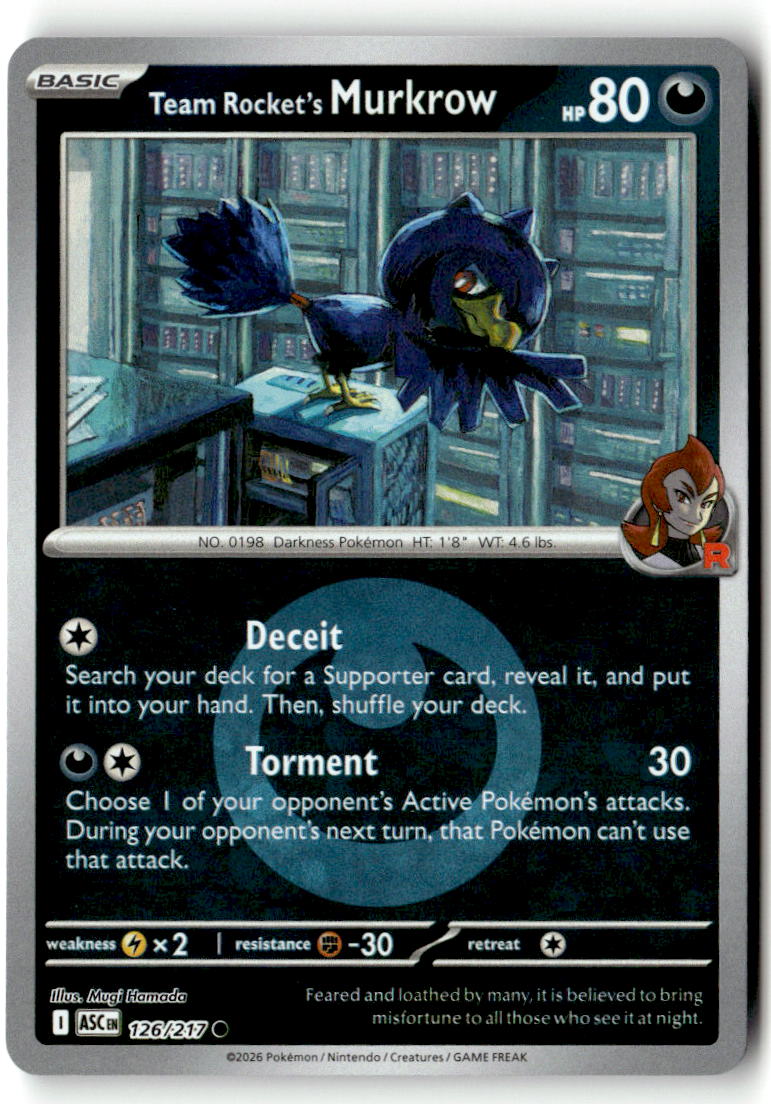 Front of Team Rocket's Murkrow (Energy Symbol Pattern) 126/217 from Ascended Heroes