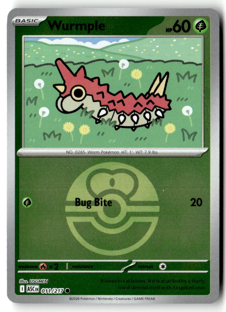 Front of Wurmple (Love Ball) 011/217 from Ascended Heroes