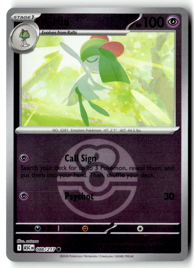 Front of Kirlia (Love Ball) 088/217 from Ascended Heroes