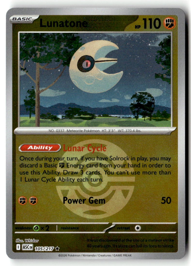 Front of Lunatone (Dusk Ball) 105/217 from Ascended Heroes