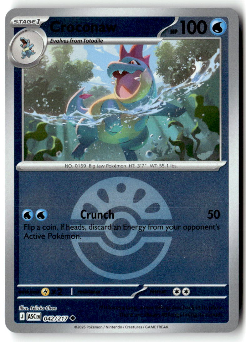 Front of Croconaw (Friend Ball) 042/217 from Ascended Heroes