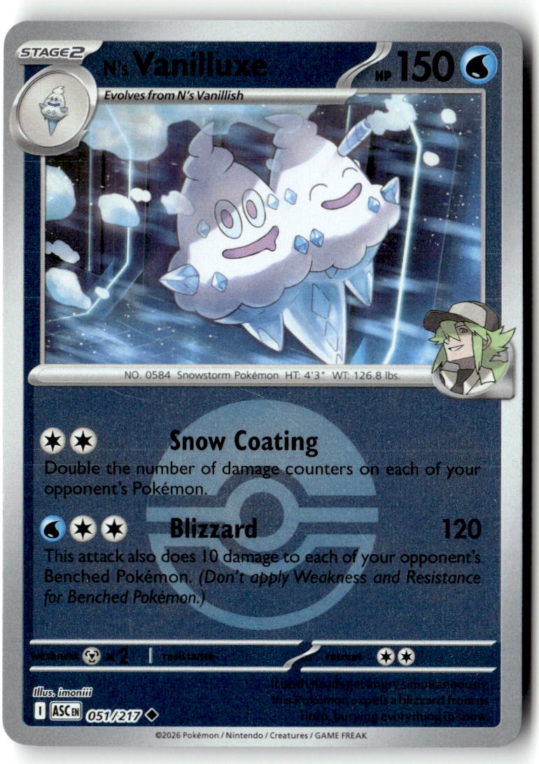 Front of N's Vanilluxe (Poke Ball) 051/217 from Ascended Heroes