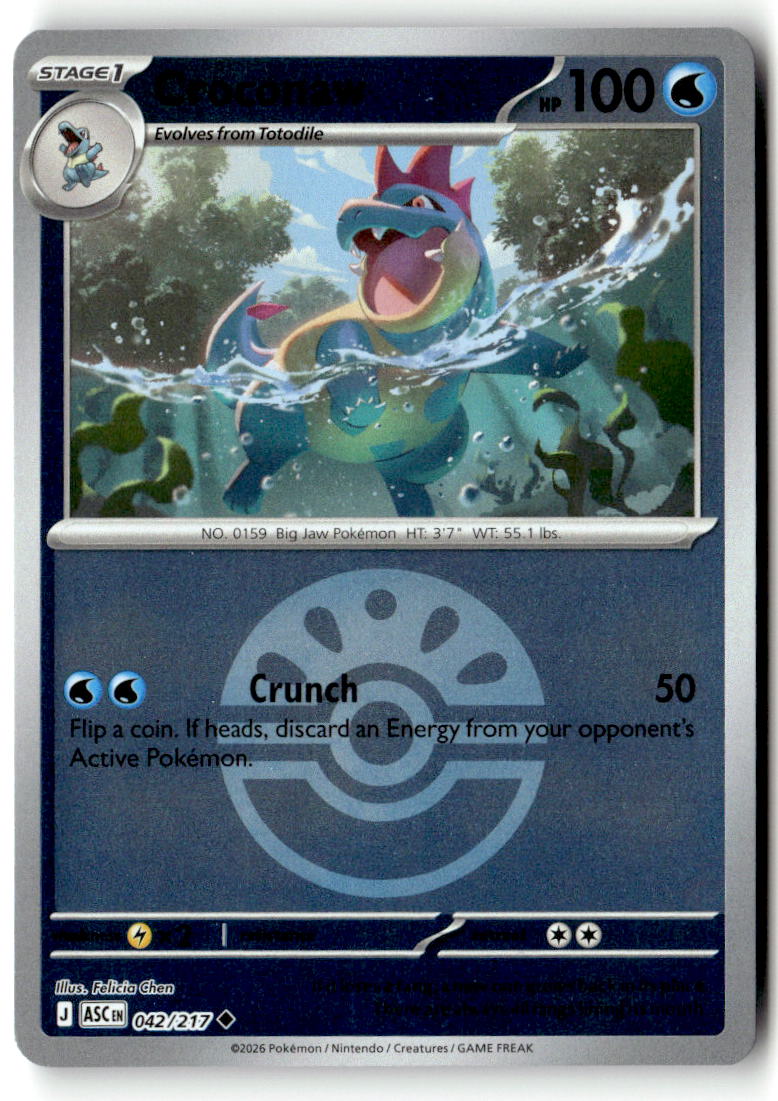 Front of Croconaw (Friend Ball) 042/217 from Ascended Heroes