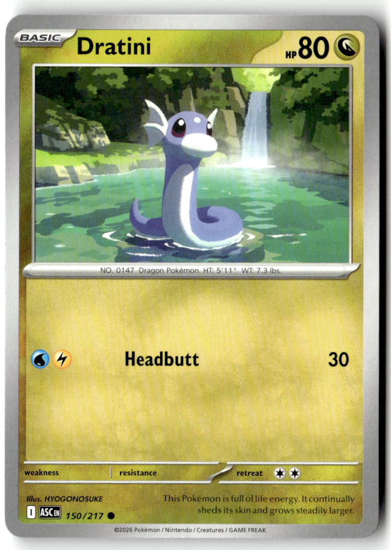 Front of Dratini 150/217 from Ascended Heroes