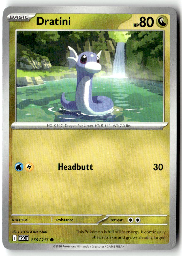 Front of Dratini 150/217 from Ascended Heroes