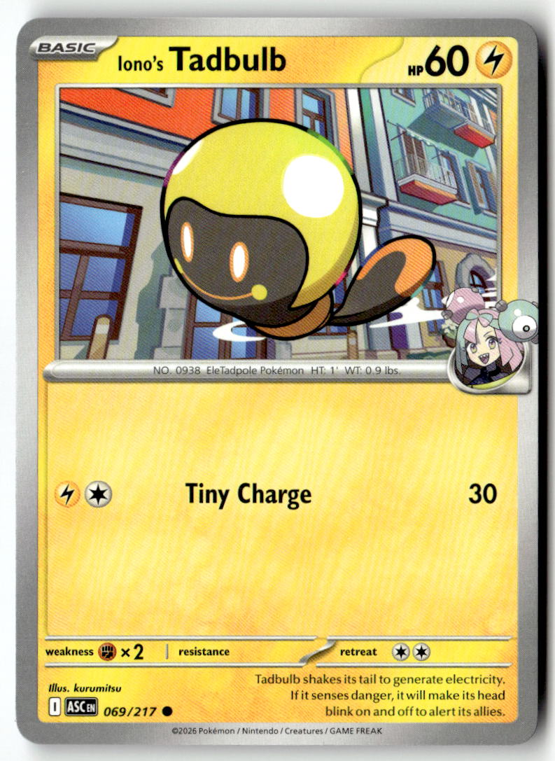 Front of Iono's Tadbulb 069/217 from Ascended Heroes
