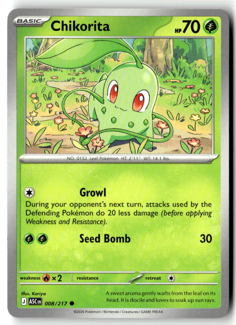 Front of Chikorita 008/217 from Ascended Heroes