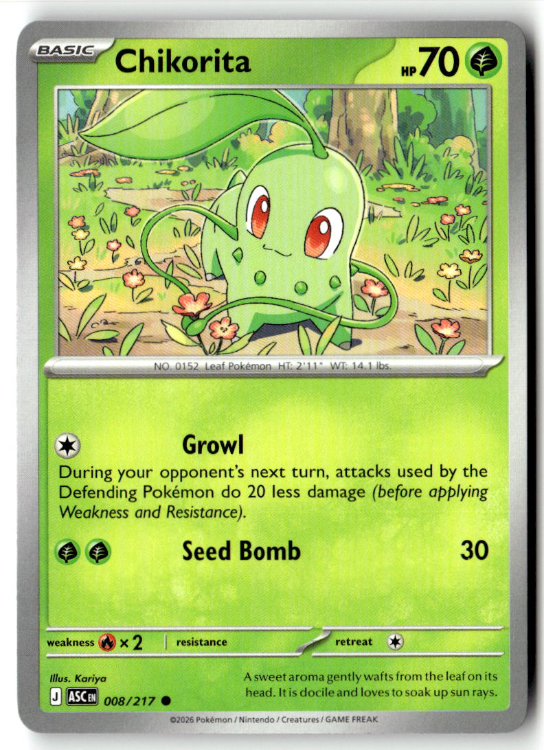 Front of Chikorita 008/217 from Ascended Heroes